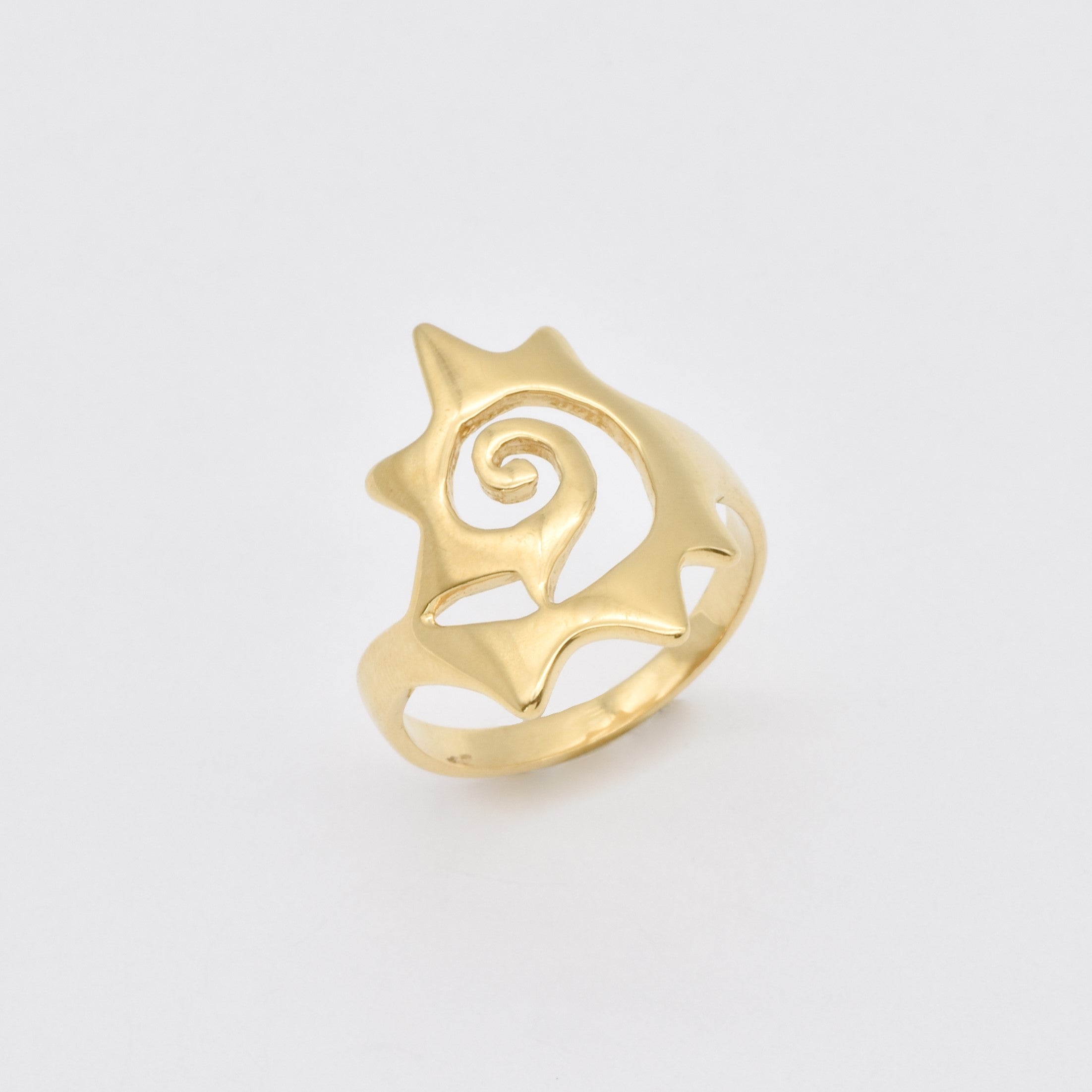 Gold Swirl Ring - Large Sun Ring - Spiral Sun Ring – Aura&Faith