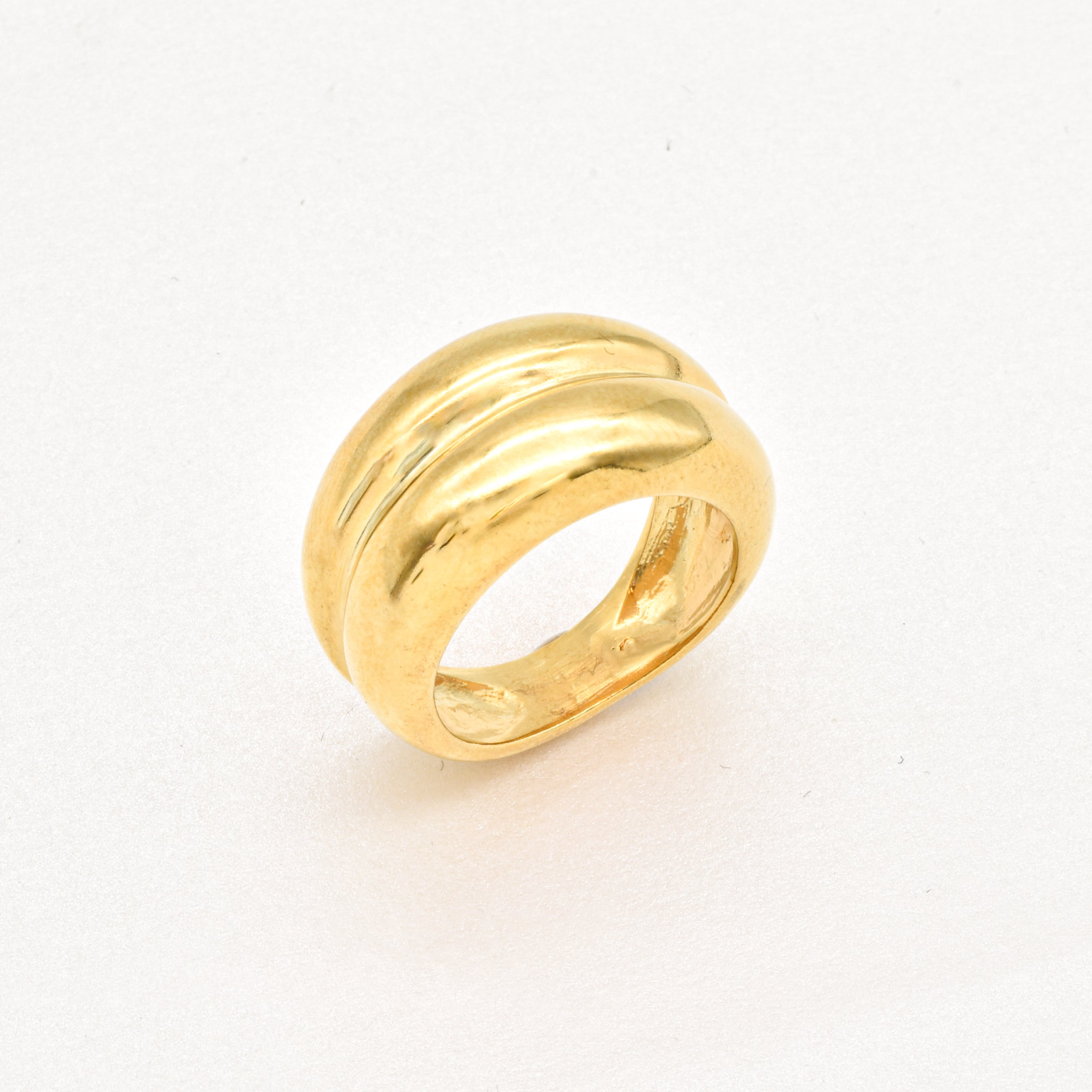 Gold Dome Ring Double Layer Band Wide Chunky Ring – Aura&Faith