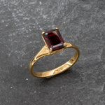 Garnet Ring, January Birthstone, Natural Garnet Rectangle Ring, Silver Ring, Solitaire Engagement Ring, Red Solitaire Ring, Engagement Ring(1)