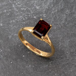 Garnet Ring, January Birthstone, Natural Garnet Rectangle Ring, Silver Ring, Solitaire Engagement Ring, Red Solitaire Ring, Engagement Ring(1)