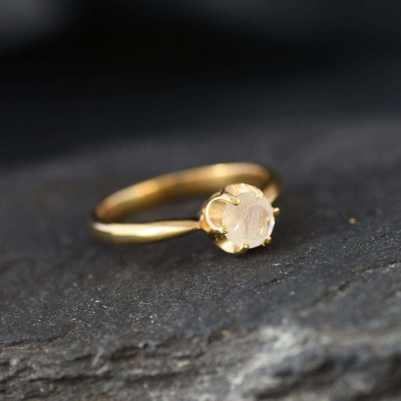 Moonstone Ring, Natural Moonstone, Promise Ring, Rainbow Moonstone, June Birthstone, June Ring, Vintage Rings, Solid Silver Ring, Moonstone(1)