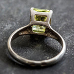 Green Diamond Ring, Lime Green Ring, Solitaire Ring, Green Rectangle Ring, Promise Ring, Statement Ring, Vintage Ring, Solid Silver Ring