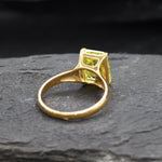 Green Diamond Ring, Lime Green Ring, Solitaire Ring, Green Rectangle Ring, Promise Ring, Statement Ring, Vintage Ring, Solid Silver Ring(1)