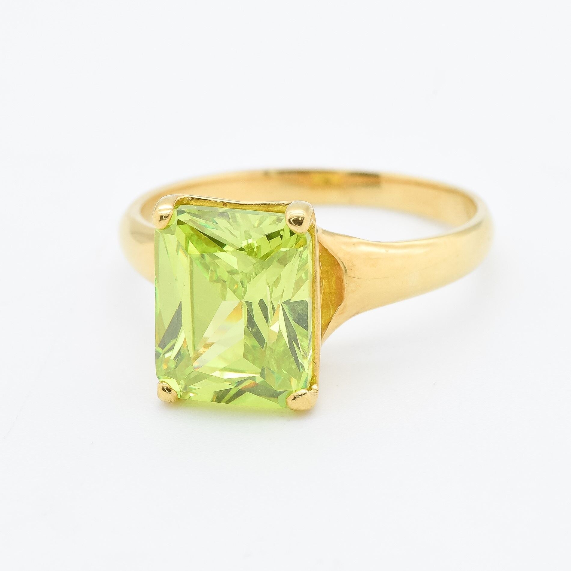 Green Diamond Ring, Lime Green Ring, Solitaire Ring, Green Rectangle Ring, Promise Ring, Statement Ring, Vintage Ring, Solid Silver Ring(1)