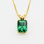 Emerald pendant, Created Emerald, Green Gem Necklace, Layering Necklace, Minimalist Pendant, Dainty Pendant, Square Pendant, Sterling Silver(1)