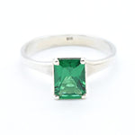 Created Emerald Ring, Emerald Cut Ring, Created emerald, Solitaire Emerald Ring, Engagement Ring, Minimalist Ring, Emerald,Solid Silver Ring