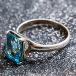 Square Ring, Blue Topaz Ring, Natural Blue Topaz, Vintage Rings, December Birthstone, Blue Ring, December Ring, Solid Silver Ring, Topaz
