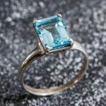 Square Ring, Blue Topaz Ring, Natural Blue Topaz, Vintage Rings, December Birthstone, Blue Ring, December Ring, Solid Silver Ring, Topaz