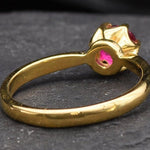 Solitaire Ruby Ring, Promise Ruby Ring, Gold Ruby Ring, Engagement Ruby Ring, Created Ruby, Gold Ruby Band, Red Diamond Ring,18K Gold Plated