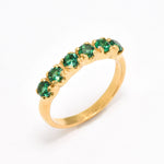 Half Eternity Ring, Gold Emerald Ring, Created Emerald Ring, Gold Eternity Ring, Green Diamond Ring, Gold Vinatge Band, Gold Stackable Band