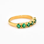 Half Eternity Ring, Gold Emerald Ring, Created Emerald Ring, Gold Eternity Ring, Green Diamond Ring, Gold Vinatge Band, Gold Stackable Band