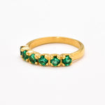 Half Eternity Ring, Gold Emerald Ring, Created Emerald Ring, Gold Eternity Ring, Green Diamond Ring, Gold Vinatge Band, Gold Stackable Band