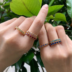 Half Eternity Ring, Gold Emerald Ring, Created Emerald Ring, Gold Eternity Ring, Green Diamond Ring, Gold Vinatge Band, Gold Stackable Band