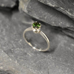 Green Tourmaline Ring, Solitaire Ring, Promise Ring, Tourmaline Ring, Dainty Green Ring, Engagement Ring, Green Ring, Sterling Silver Ring