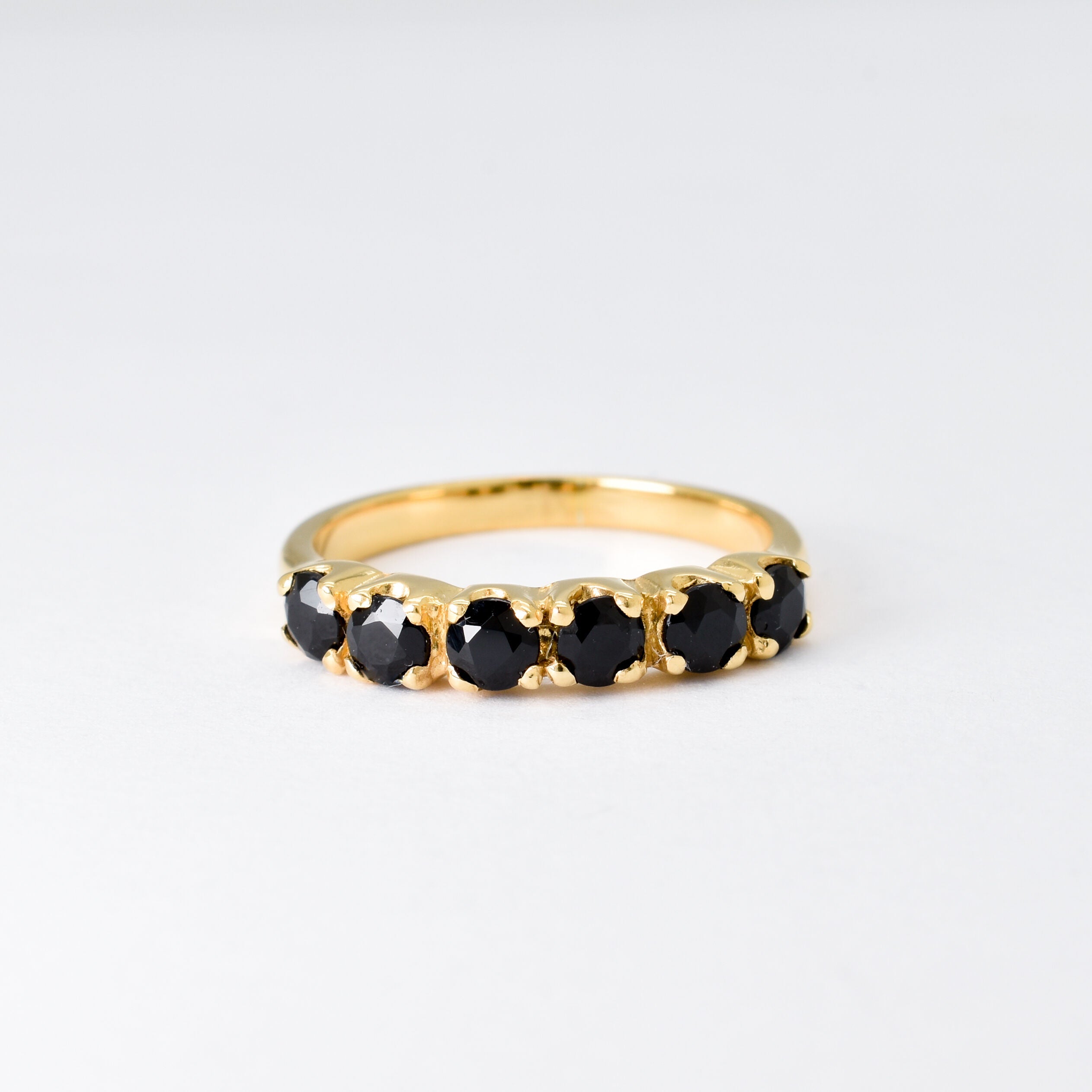 Gold Onyx Ring, Gold Minimalist Ring, Gold Stacking Ring, Half Eternity Ring, Black Onyx Ring, Black Dainty Ring, Gold Delicate Ring, Onyx