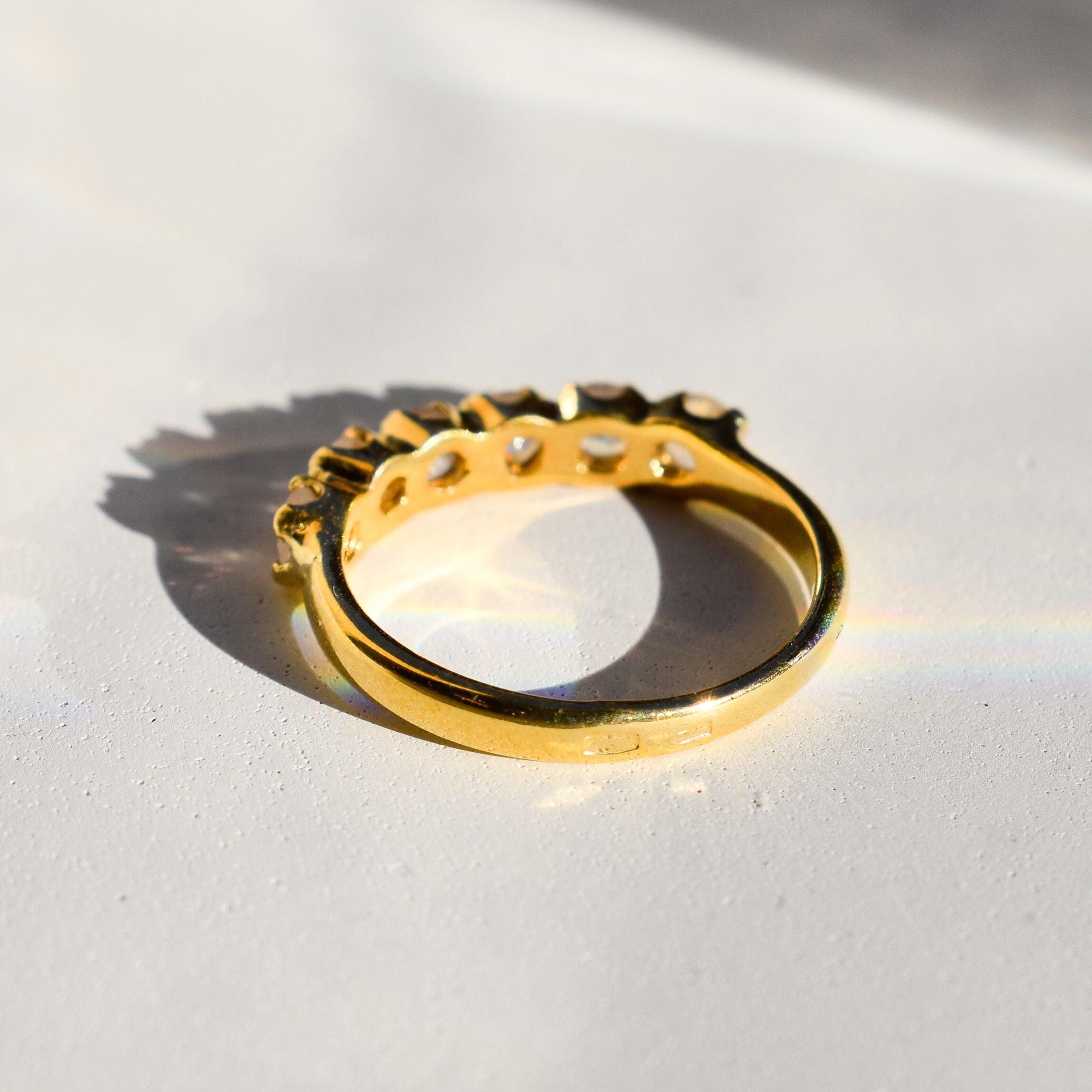 Moonstone Band, Natural Moonstone, June Birthstone, Stackable Ring, Moonstone Ring, Half Eternity Ring, Vintage Band, Moonstone, 925 Silver(1)