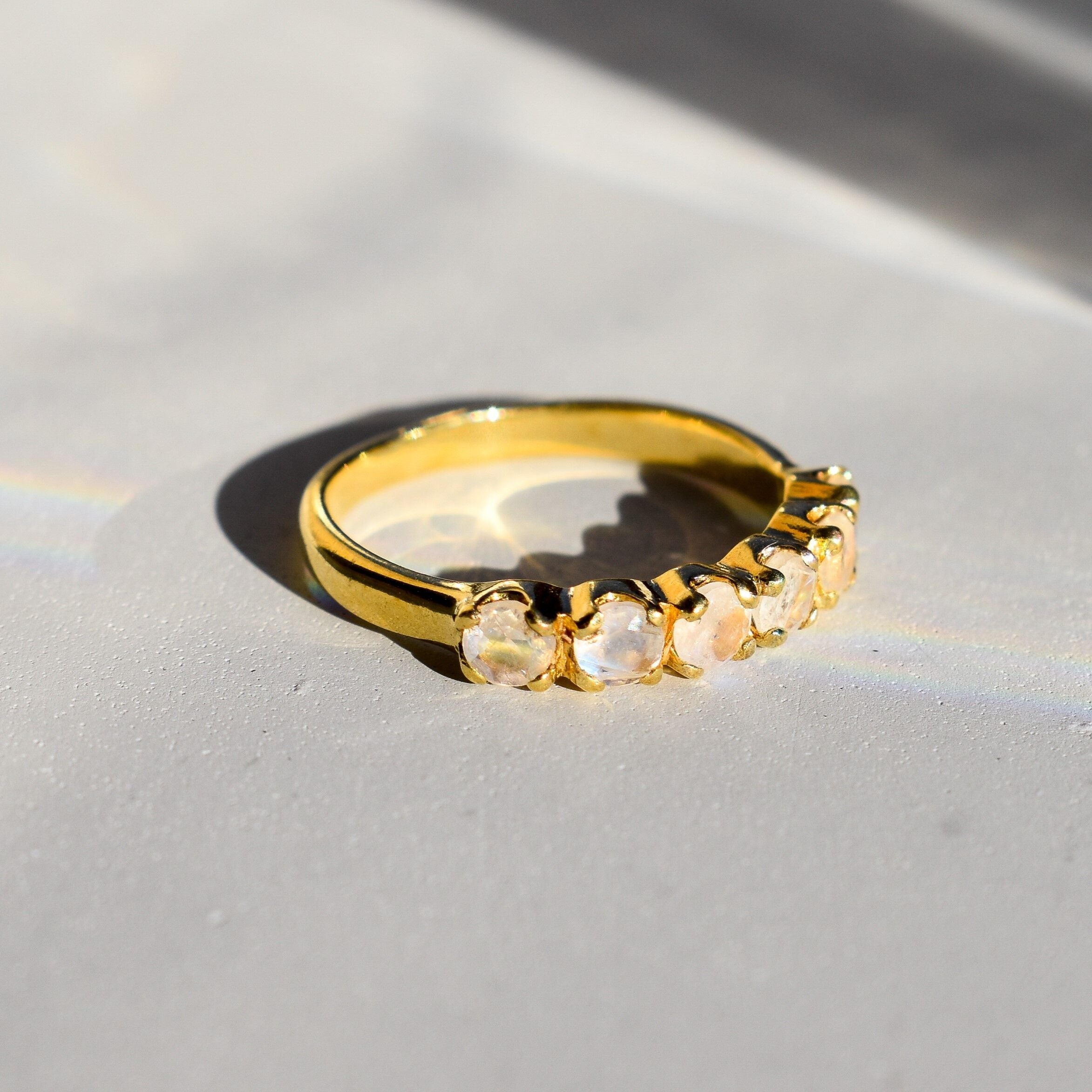 Moonstone Band, Natural Moonstone, June Birthstone, Stackable Ring, Moonstone Ring, Half Eternity Ring, Vintage Band, Moonstone, 925 Silver(1)