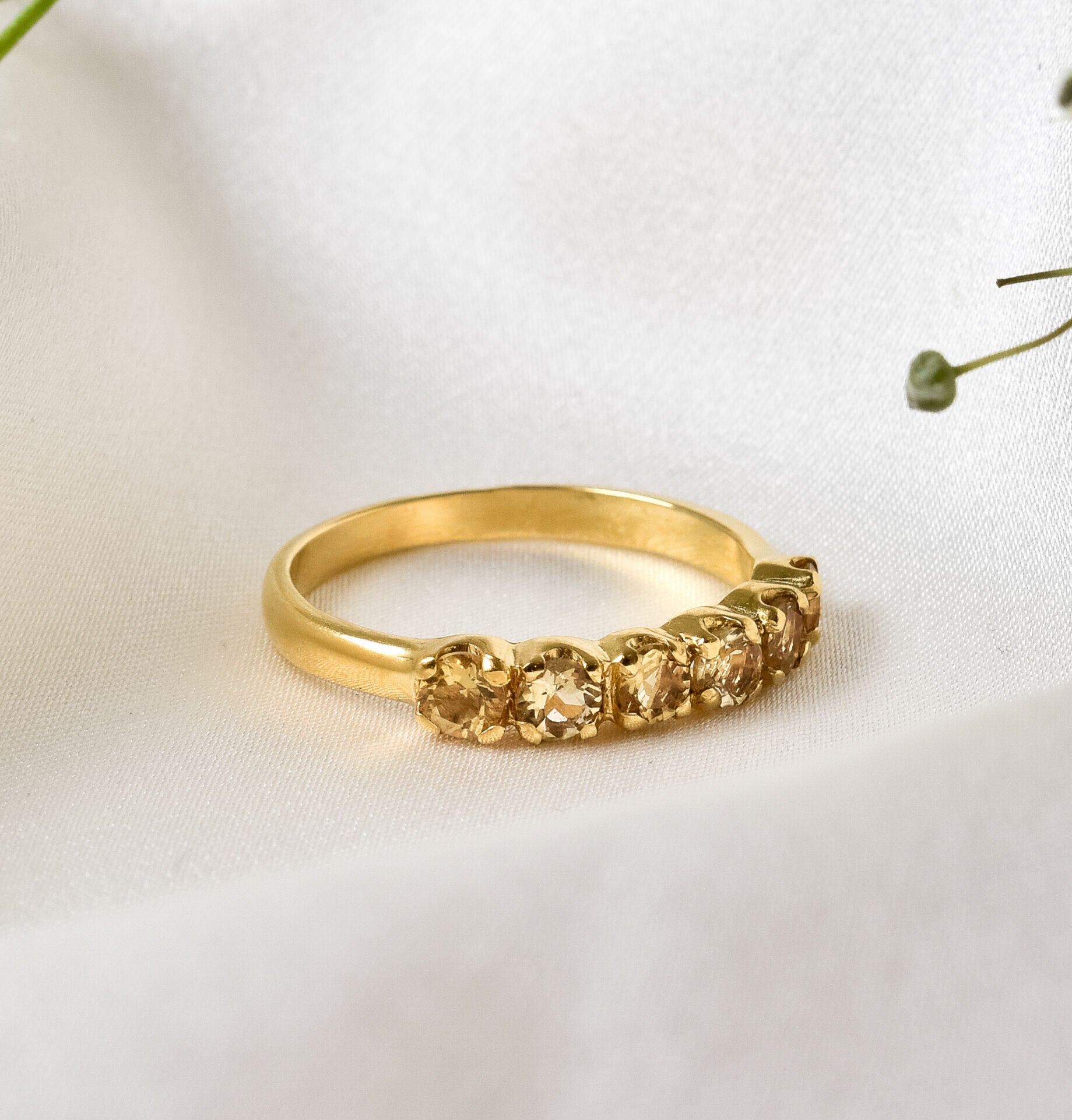 Gold Citrine Ring, Natural Citrine, Stackable Band, November Birthstone, Gold Plated Ring, Dainty Yellow Band, Stackable Ring, Vermeil Ring