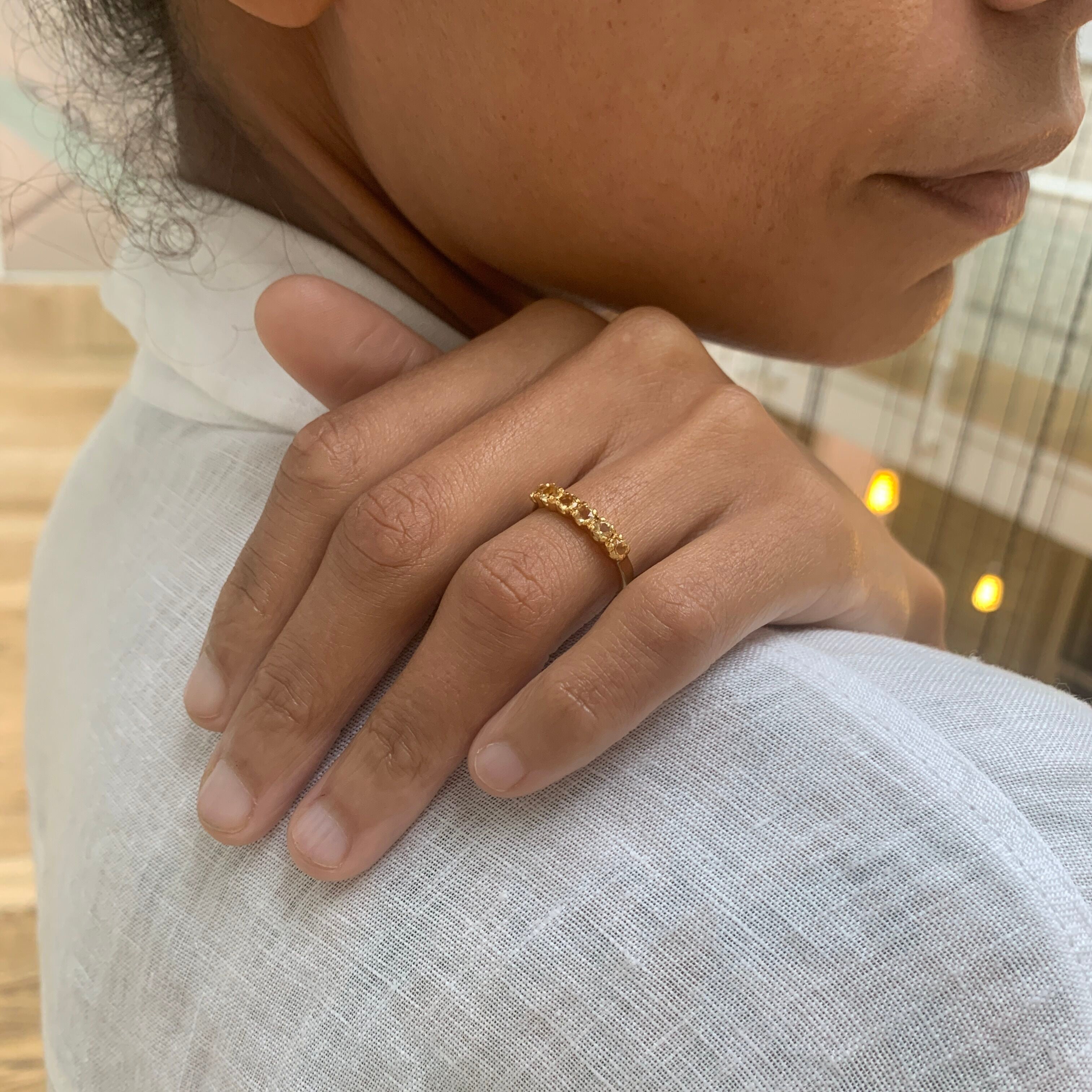 Gold Citrine Ring, Natural Citrine, Stackable Band, November Birthstone, Gold Plated Ring, Dainty Yellow Band, Stackable Ring, Vermeil Ring