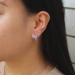 Small Diamond Studs, Created CZ Diamond, Dainty Hoops, Sparkly Huggies, White Hoop Earrings, Eternity Earrings, Sterling Silver Earrings