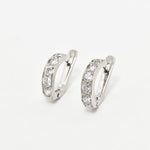 Small Diamond Studs, Created CZ Diamond, Dainty Hoops, Sparkly Huggies, White Hoop Earrings, Eternity Earrings, Sterling Silver Earrings