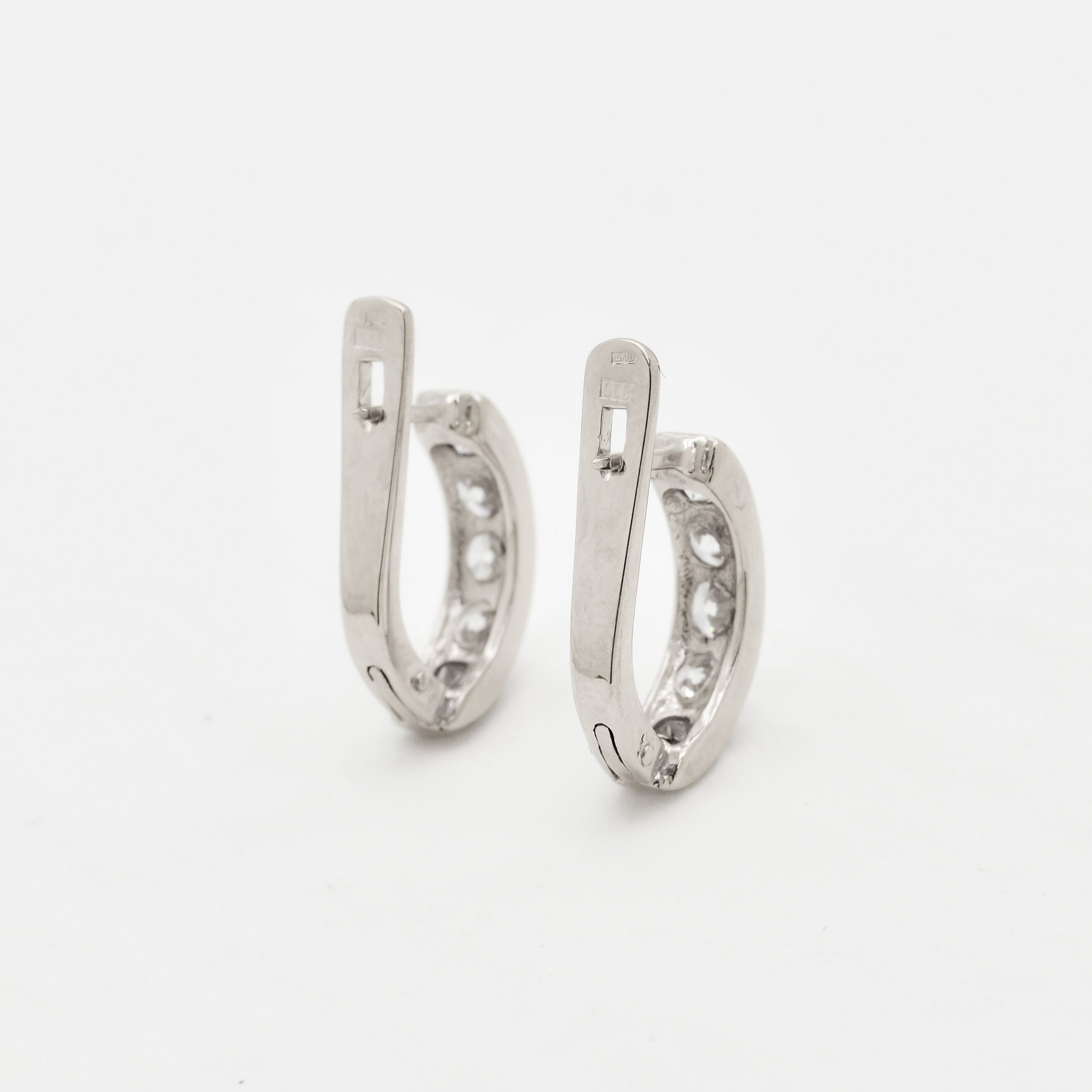 Small Diamond Studs, Created CZ Diamond, Dainty Hoops, Sparkly Huggies, White Hoop Earrings, Eternity Earrings, Sterling Silver Earrings