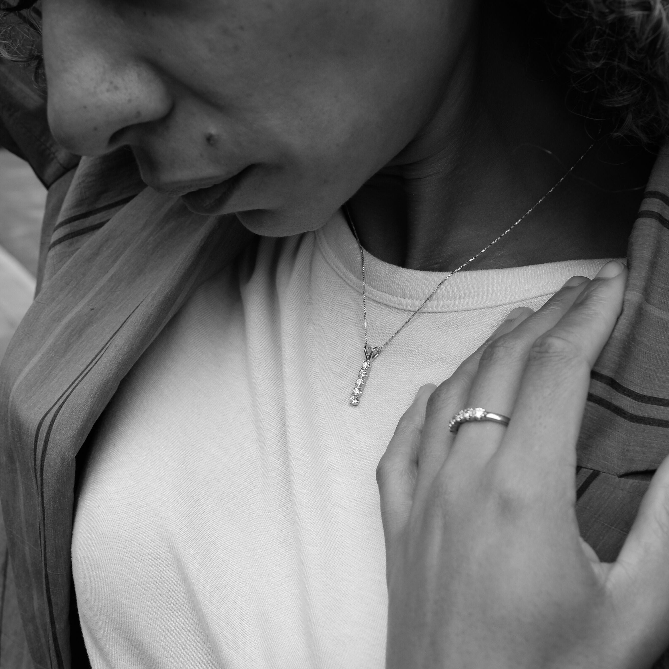 Gold Diamond Pendant, Created Diamond, Minimalistic Pendant, Line Pendant, Dainty Pendant, Vintage Pendant, Sparkly Pendant, Diamond Pendant(3)