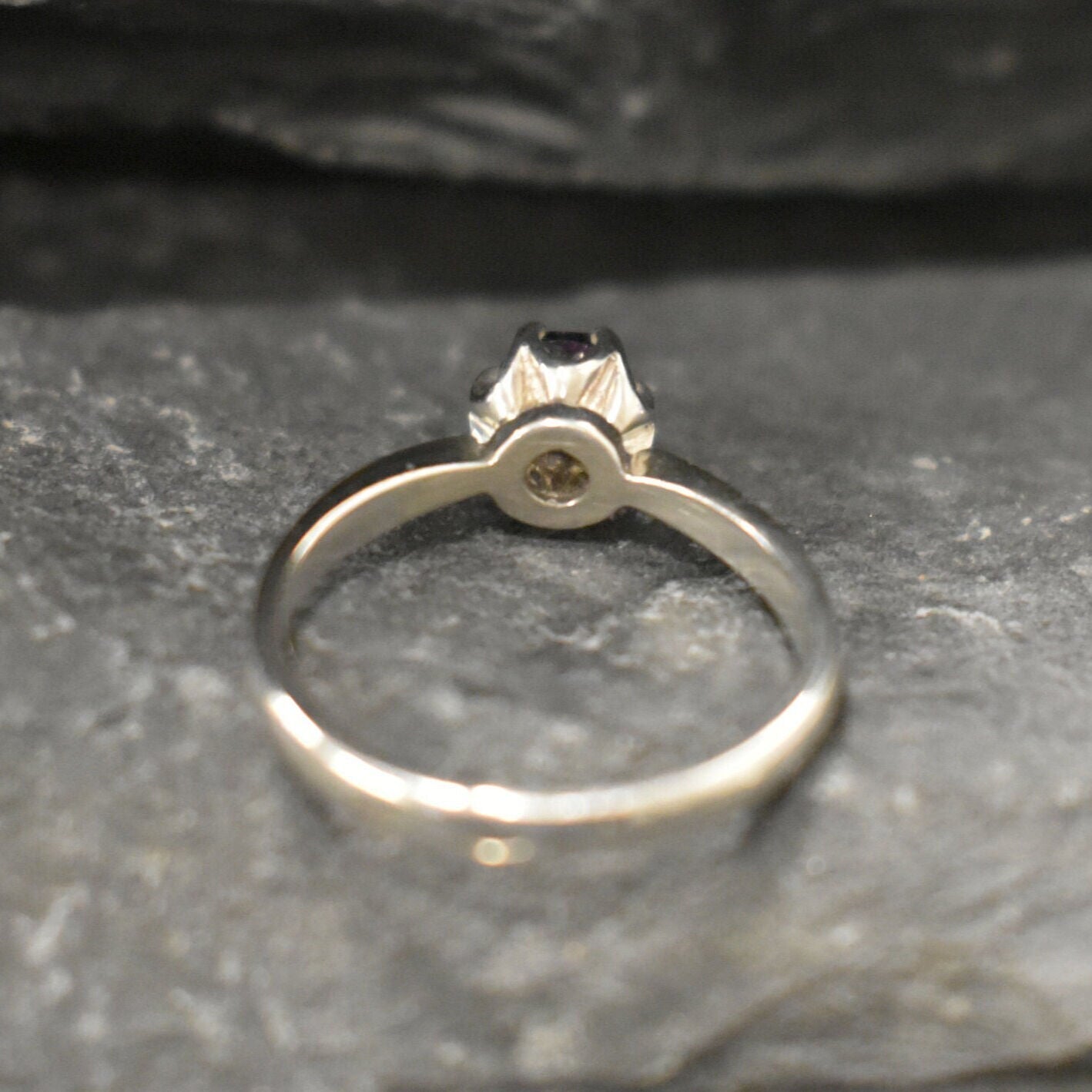 Dark Amethyst Ring, Natural Amethyst, February Birthstone, Promise Ring, Purple Diamond Ring, Vintage Ring, Dainty Ring, Solid Silver Ring