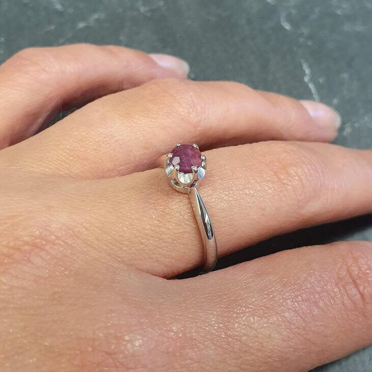 Dark Amethyst Ring, Natural Amethyst, February Birthstone, Promise Ring, Purple Diamond Ring, Vintage Ring, Dainty Ring, Solid Silver Ring