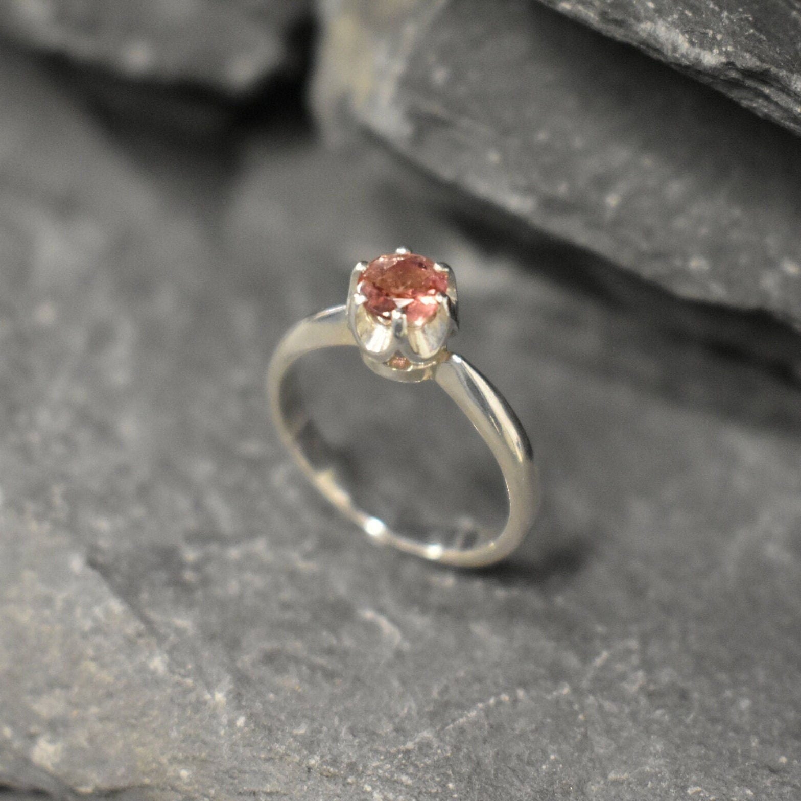 Pink Tourmaline Ring, Tourmaline Ring, Natural Tourmaline, October Birthstone, Solitaire Ring, Vintage Ring, Pink Ring, Solid Silver Ring