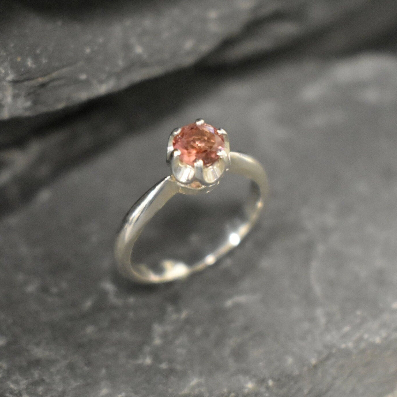 Pink Tourmaline Ring, Tourmaline Ring, Natural Tourmaline, October Birthstone, Solitaire Ring, Vintage Ring, Pink Ring, Solid Silver Ring