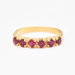 Ruby Ring, Created Ruby, Half Eternity Ring, Stackable Ring, Ruby Band, Red Diamond Ring, Dainty Ruby Band, Minimalist Ring, Sterling Silver(1)