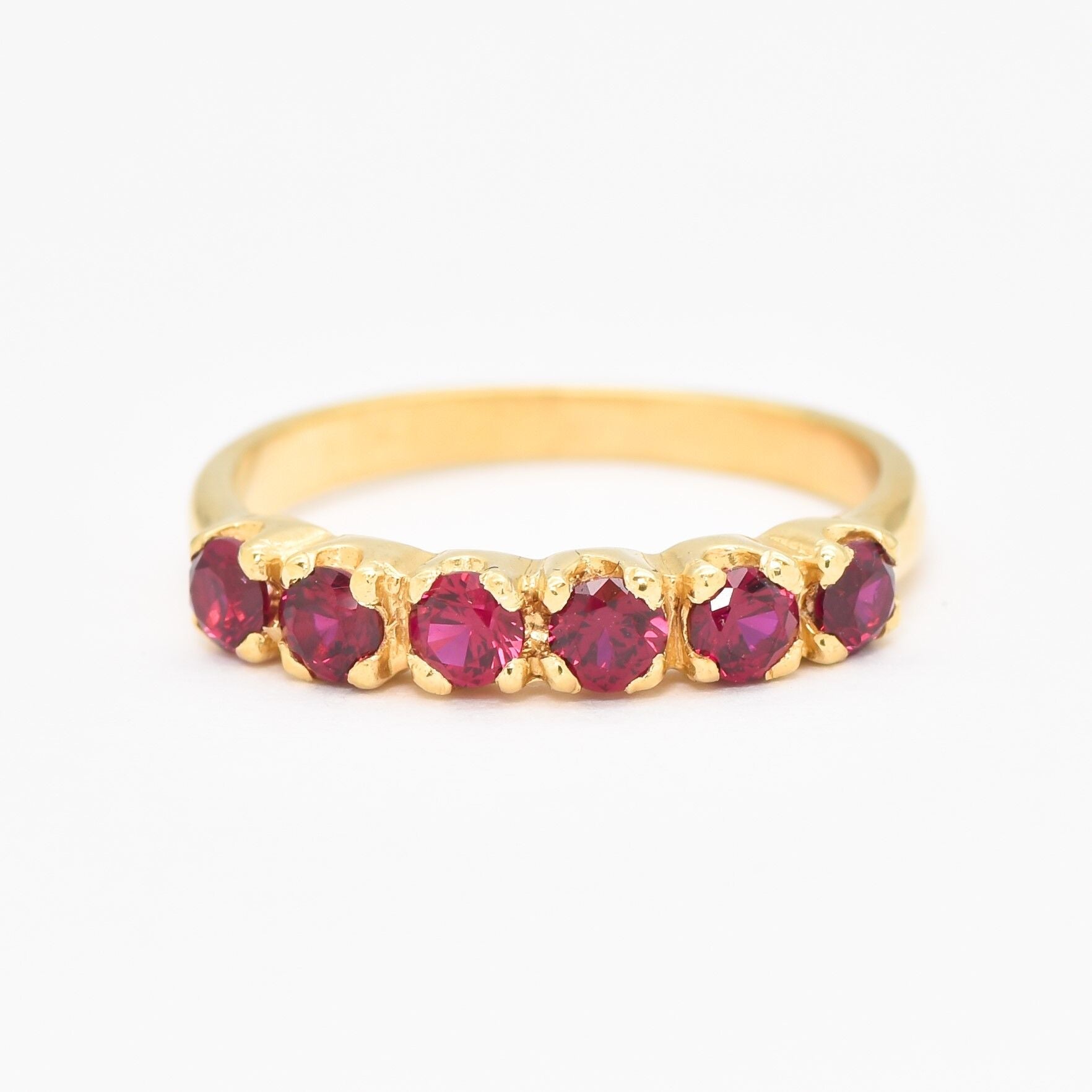 Ruby Ring, Created Ruby, Half Eternity Ring, Stackable Ring, Ruby Band, Red Diamond Ring, Dainty Ruby Band, Minimalist Ring, Sterling Silver(1)