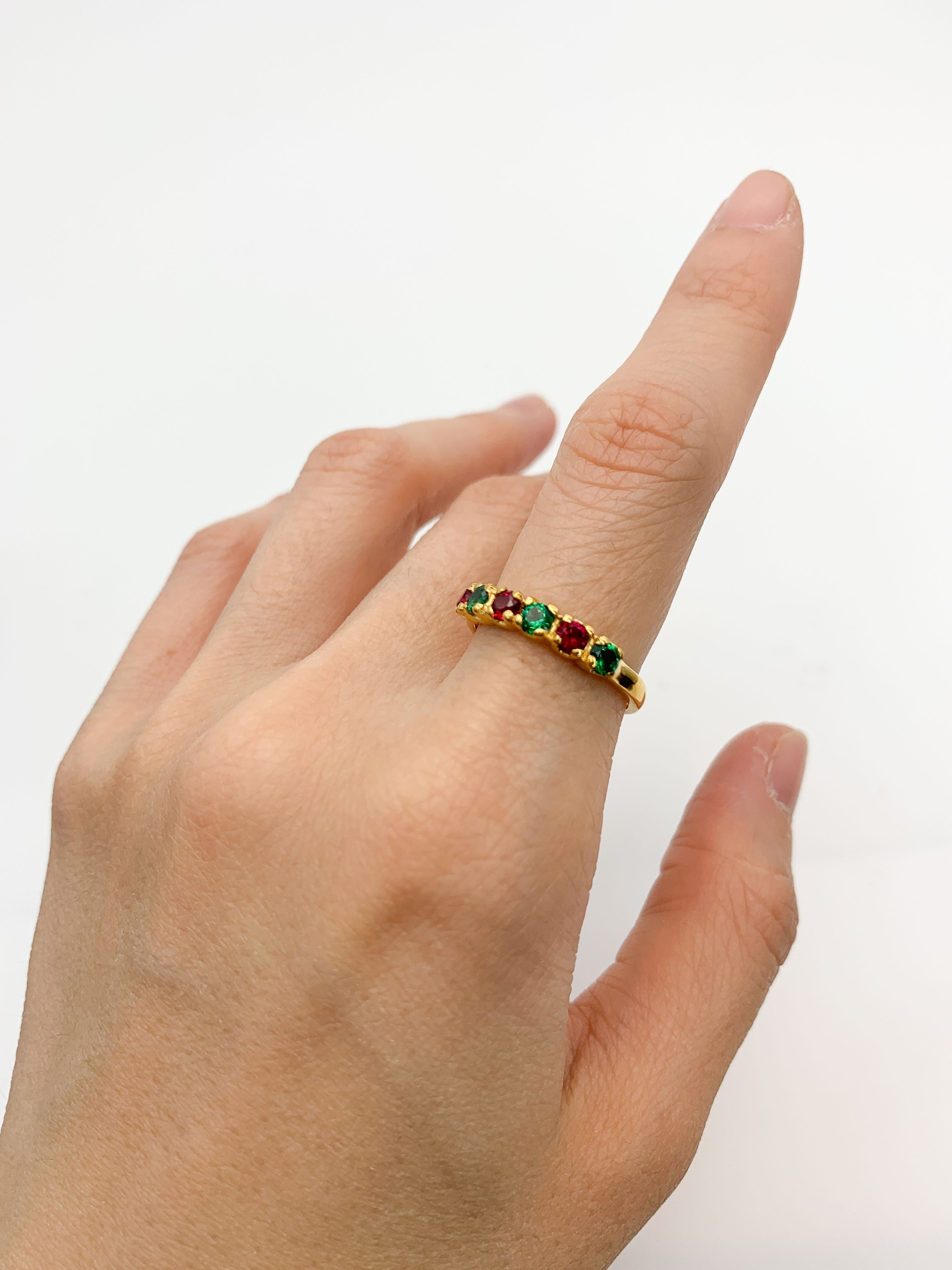 2587-R-cEME/1: Gold Vermeil 18k Created Ruby Created Emerald