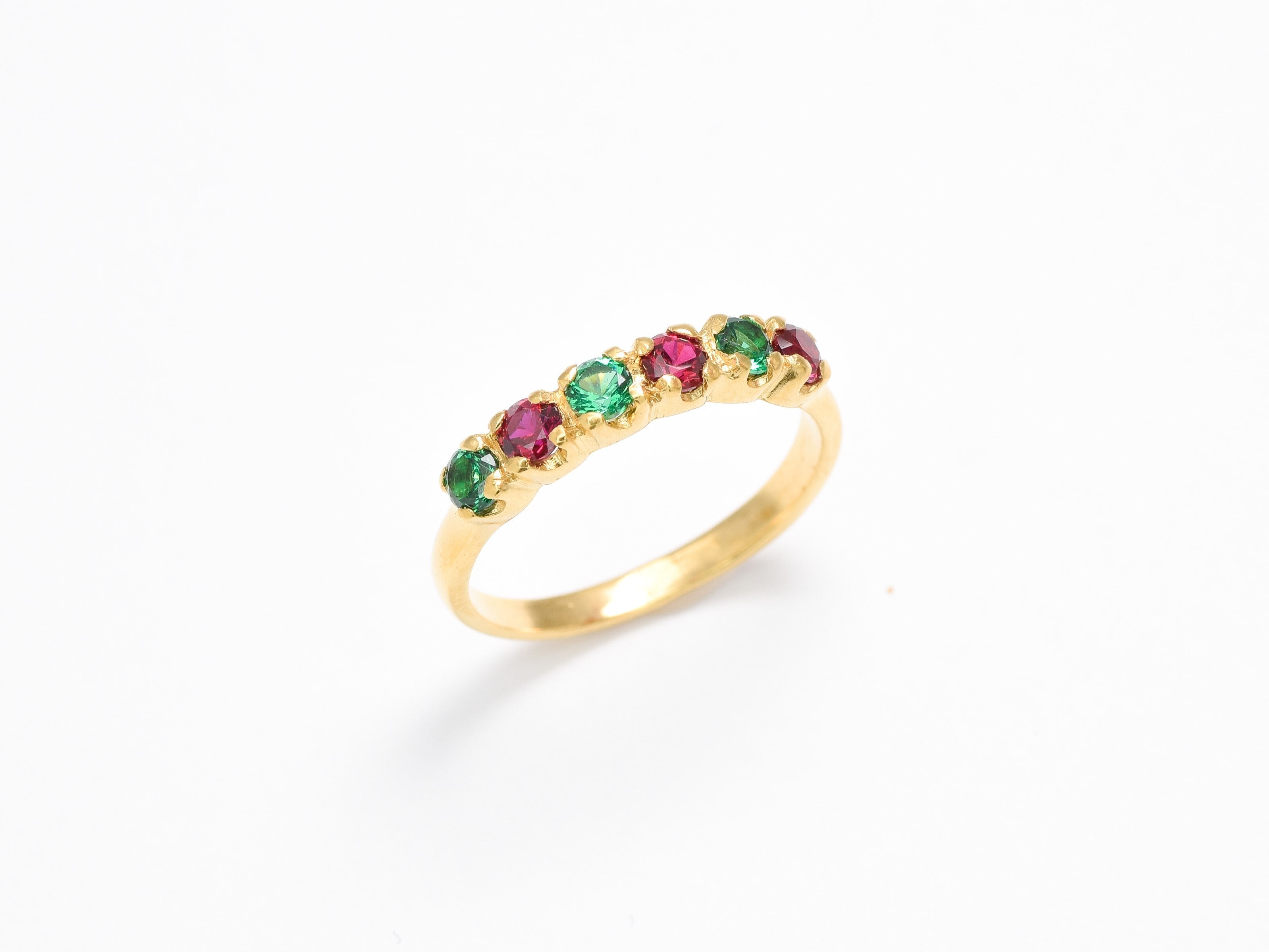 2587-R-cEME/1: Gold Vermeil 18k Created Ruby Created Emerald
