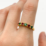 2587-R-cEME/1: Gold Vermeil 18k Created Ruby Created Emerald