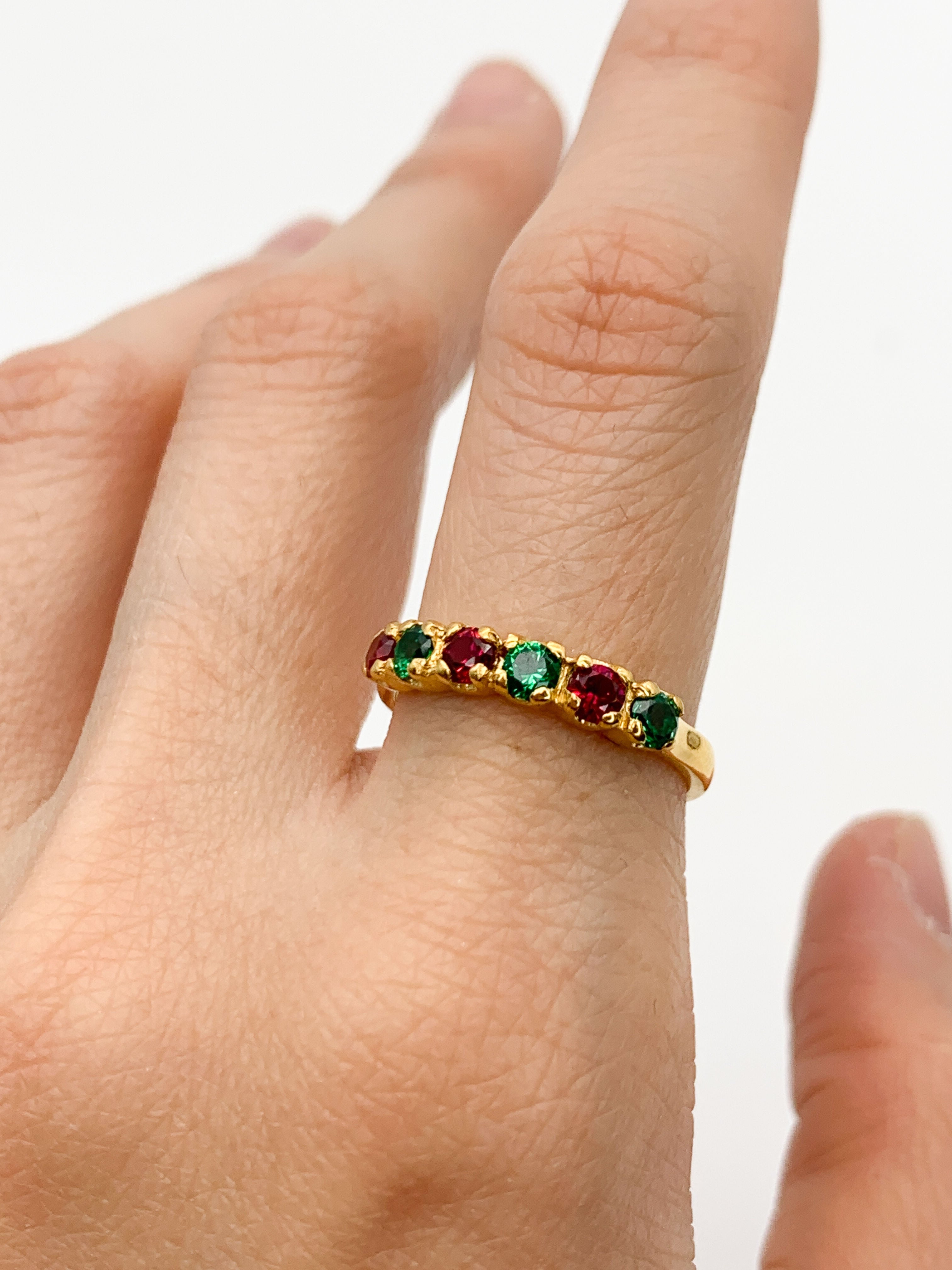 2587-R-cEME/1: Gold Vermeil 18k Created Ruby Created Emerald