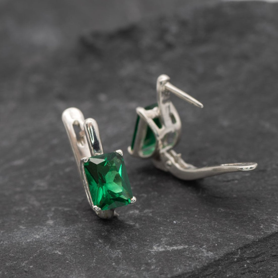 Square Emerald Studs Buy Real Emerald Stud Earrings| Princess Cut