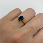Handcrafted Sapphire Oval Ring set in 18k Gold Vermeil over Solid Sterling Silver, ideal gift for her