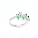 Baguette Emerald Ring, Silver Emerald Ring, Green Stone Ring Back View