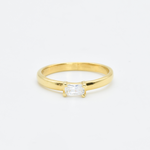Baguette Diamond Ring, Solitaire Baguette Ring, Diamond Stacking Gold Ring