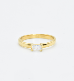 Baguette Diamond Ring, Solitaire Baguette Ring, Diamond Stacking Gold Ring
