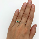Baguette Emerald Ring, Dainty Emerald Band, May Birthstone Ring worn by model