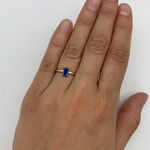 Baguette Cut Sapphire Gold Ring, ideal for September birthstone ring gift