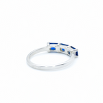 Trilogy Sapphire Ring, Horizontal Sapphire Band, Baguette Silver Ring back view
