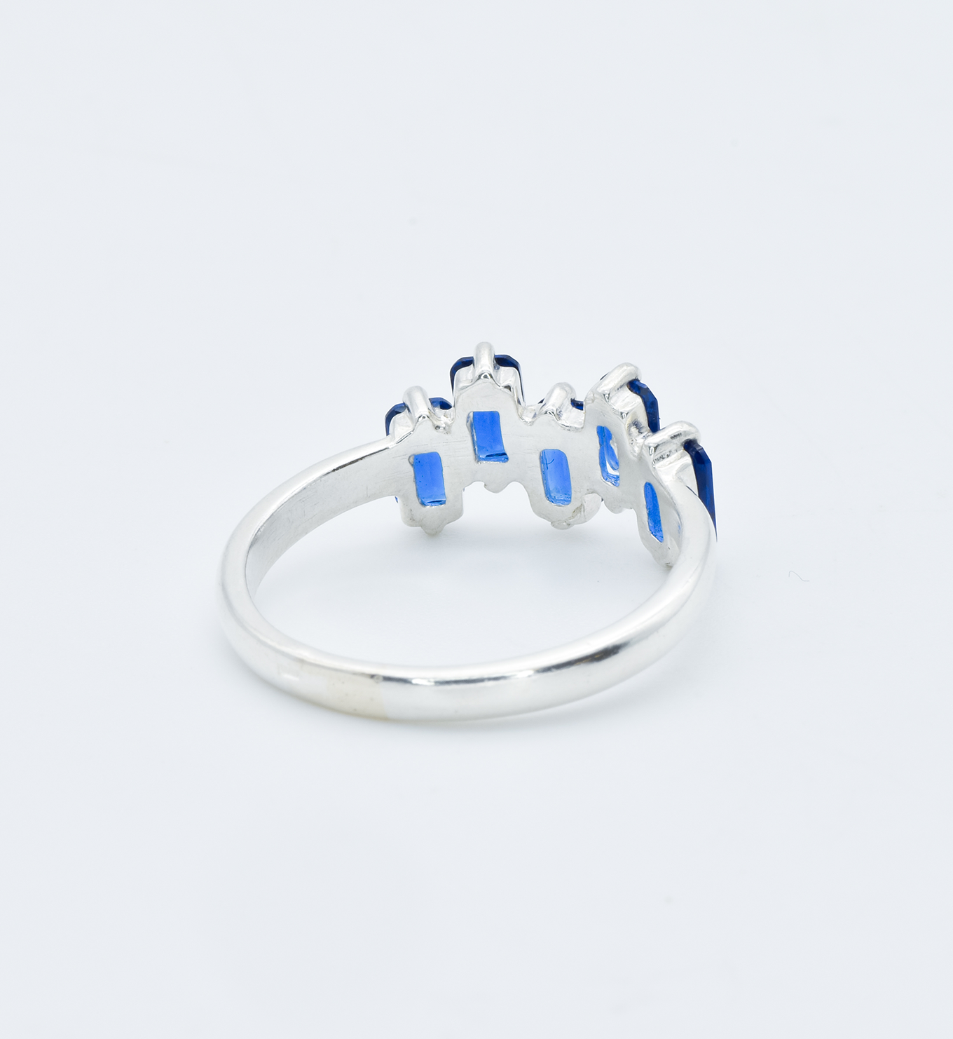 Baguette Sapphire Ring, Blue Sapphire Band, September Birthstone Ring back view