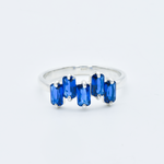Baguette Sapphire Ring, Blue Sapphire Band, September Birthstone Ring