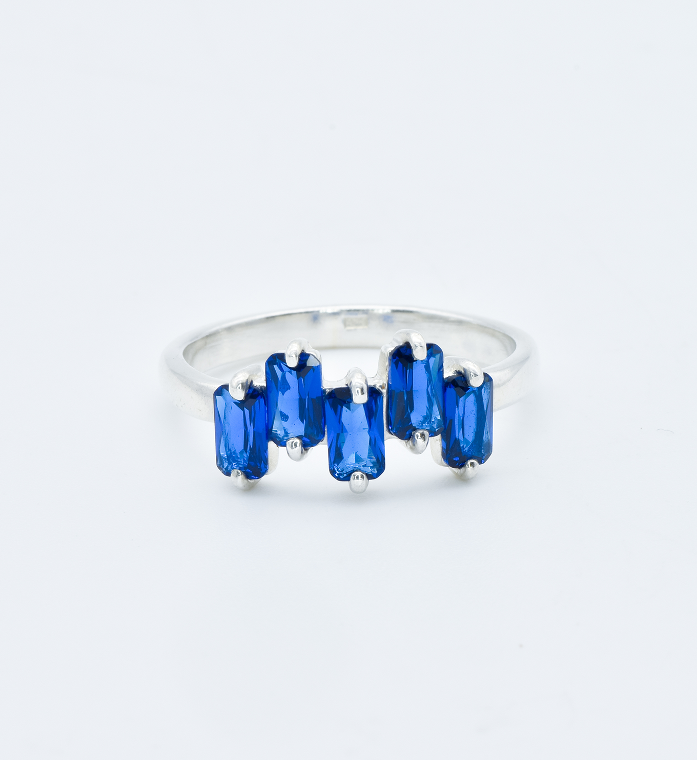 Baguette Sapphire Ring, Blue Sapphire Band, September Birthstone Ring