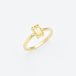 Gold Citrine Ring, Citrine Baguette Ring, Gold Minimalist Ring Angled View