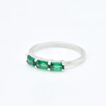 Dainty Baguette Emerald Stackable Ring set in solid 925 sterling silver